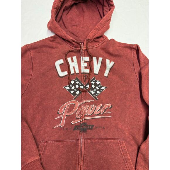 Chevrolet Hoodie full zipper Mens Medium power Racing  Red black Logo - Picture 2 of 8
